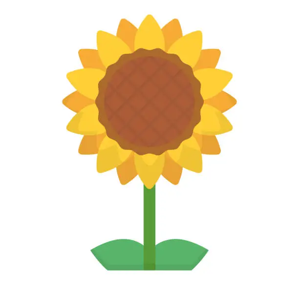 Vector illustration of Flat design sunflower icon. Vector.
