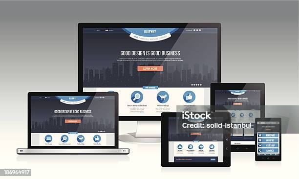 Responsive Website Mockup Stock Illustration - Download Image Now - Desktop PC, Variation, Web Page