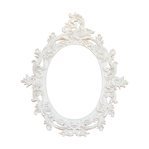 vintage floral frame isolated on white background stock photo
