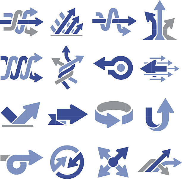 strzałki ikony trzy-seria pro - skręcenie stock illustrations