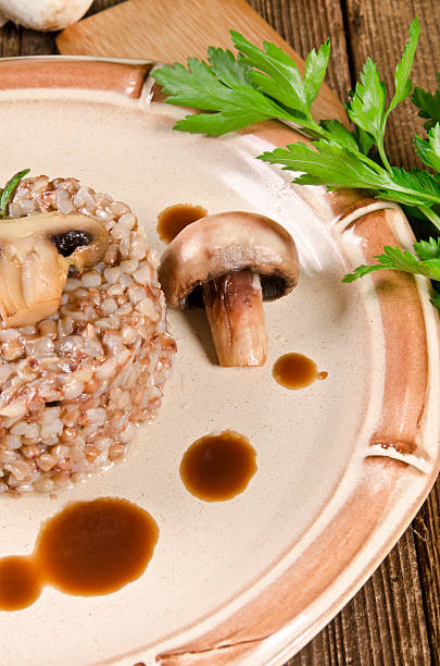 istock Buckwheats with nut cream and mushrooms 186967106