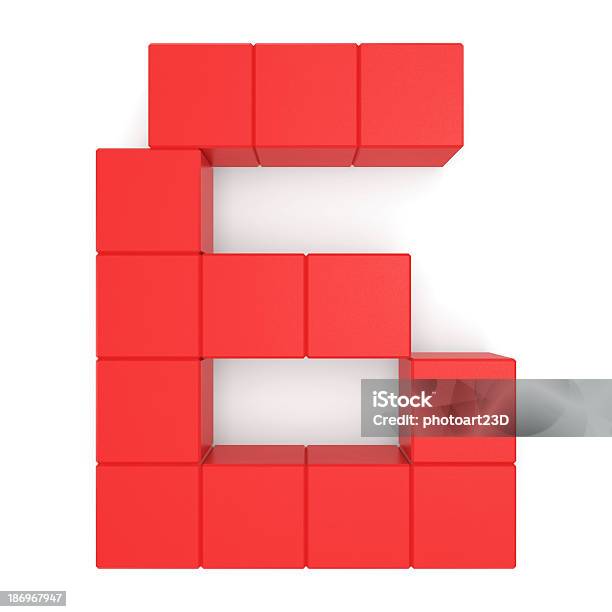 Number 6 Cubic Red Stock Photo - Download Image Now - Arranging, Block Shape, Bright