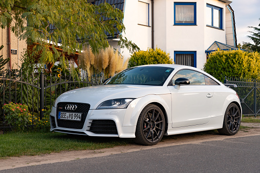 Berlin, Germany - September 23, 2023: A picture of a white Audi TT RS.