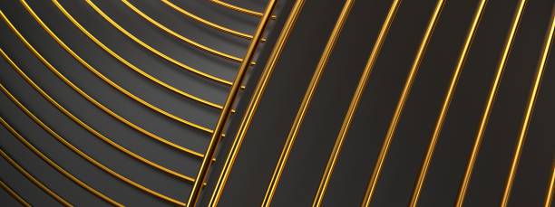 istock Black and gold edge wavy band Luxury Bezier curve Elegant Modern 3D Rendering abstract background 1869680899