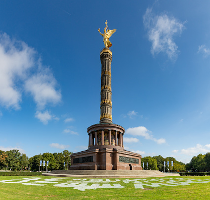 Berlin, Germany - November 03, 2021: The world clock and television tower (Fernsehturm) at Alexanderplatz in Berlin.