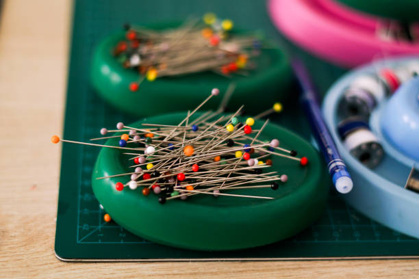 istock Colorful steel sewing pins. 1869700227