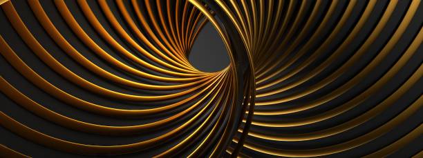 istock Black and gold edge wavy band Elegant and modern 3D Rendering abstract background with a unified sense of contemporary art 1869705236