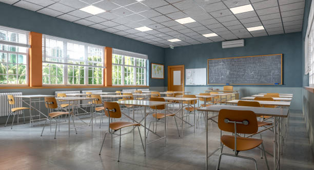 3D-Rendering-Interieur traditionelles Schulklassenzimmer – Foto