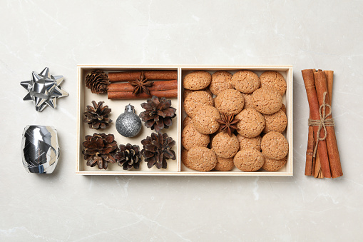 Delicious, Dutch Pepernoten Christmas cookies in a gift box