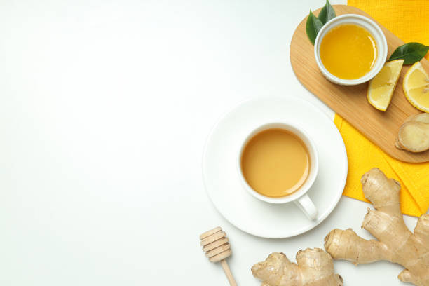 istock Cold treatment, healthcare concept - tea with ginger 1869734711