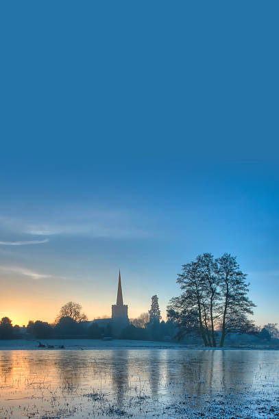 The English village of Chaddesley Corbett in winter, Worcestershire, England.