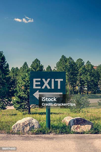 Exit Sign Stock Photo - Download Image Now - Aiming, Arrow Symbol, Concepts