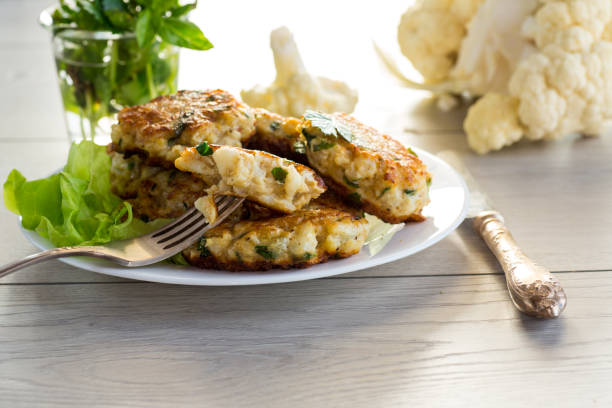 istock cooked vegetarian fried cauliflower cutlets in a plate 1869748122