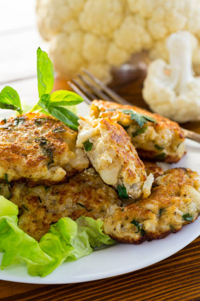 istock cooked vegetarian fried cauliflower cutlets in a plate 1869748659