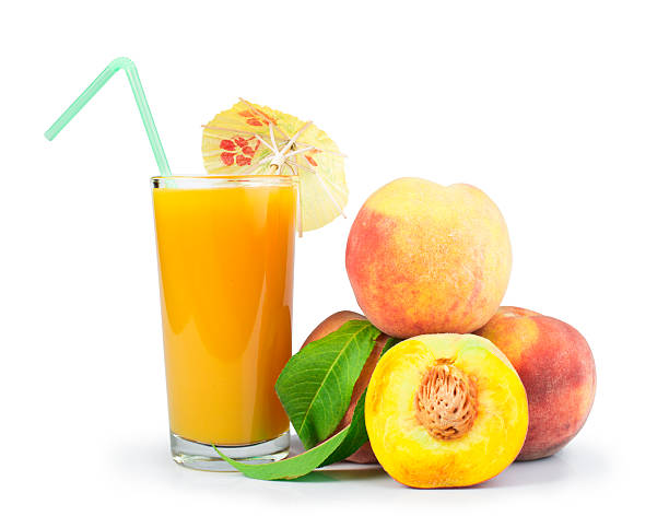 istock Peaches and glass with juice 186976345
