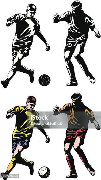 Fußball Fußball 2 Spieler Stock Vektor Art und mehr Bilder von Aggression - Aggression, Aktivitäten und Sport, Bewegung