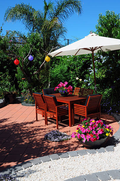 istock Beautiful and lush courtyard garden 186977153