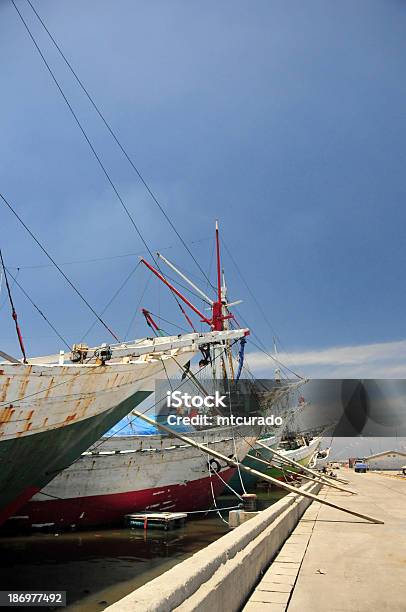 Jakarta Java Indonesia Prows Of Pinisi Ships Stock Photo - Download Image Now - Asia, Asian Culture, Beach
