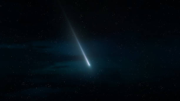 istock Bright meteor trail in the sky. Fireball on a dark background. 1869779783