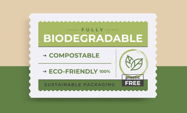 ilustrații de stoc cu etichetă biodegradabilă vintage. material ecologic - compostable