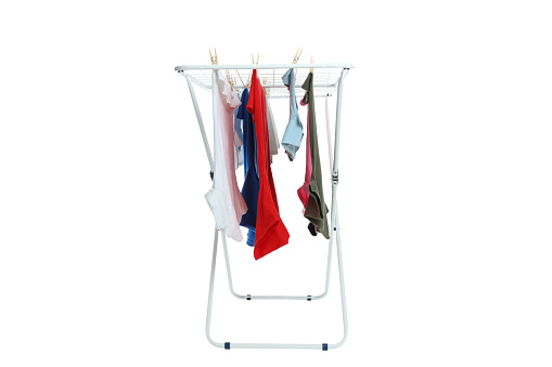PNG clothes dryer isolated on white background.