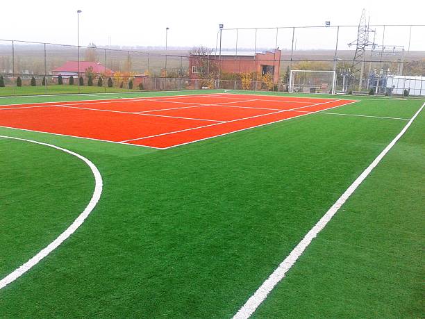 인공 터프 미식축구장 in 무광택 일-연도 - football field artificial turf end zone turf 뉴스 사진 이미지