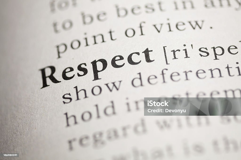 Respect Fake Dictionary, Dictionary definition of the word Respect. Respect Stock Photo