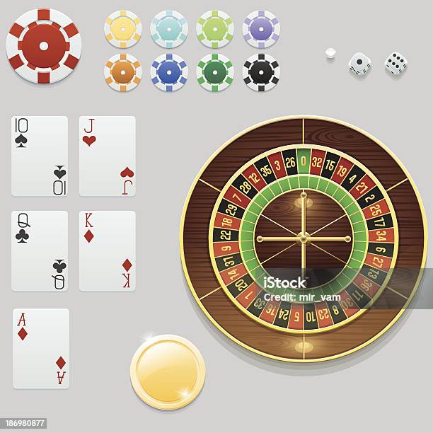 Casino Elements Collection Stock Illustration - Download Image Now - Ace, Ace Of Diamonds, Blackjack