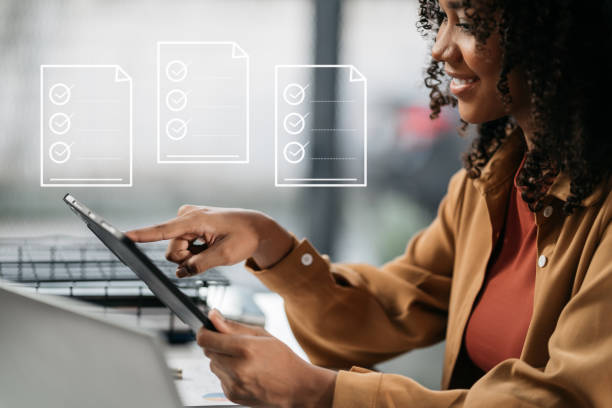 istock Online business contract Electronic signature, e-signing, digital document management, paperless office , working touch screen tablet. 1869817199