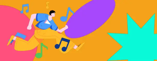 Vector illustration of Music characters scene flat vector concept operation illustration