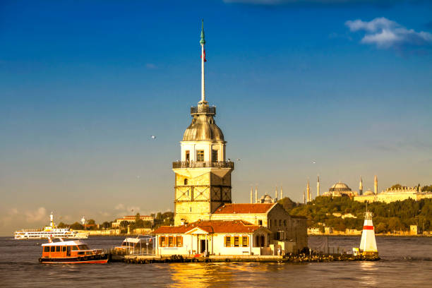 maiden's tower istanbul turkey - antique signs obrazy zdjęcia i obrazy z banku zdjęć