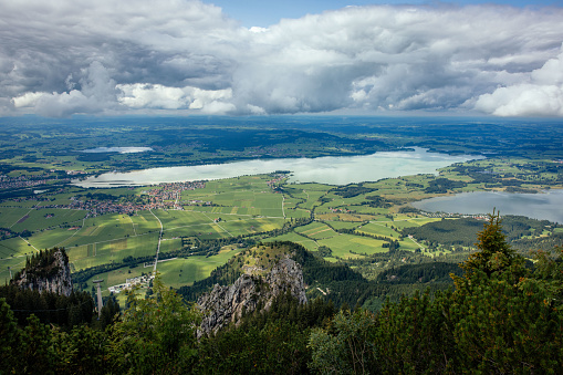 View from a mountain on Lake Kochel in the Bavarian Alps