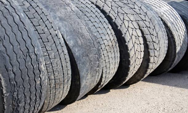 istock Pile of used rubber tyres 1869861637