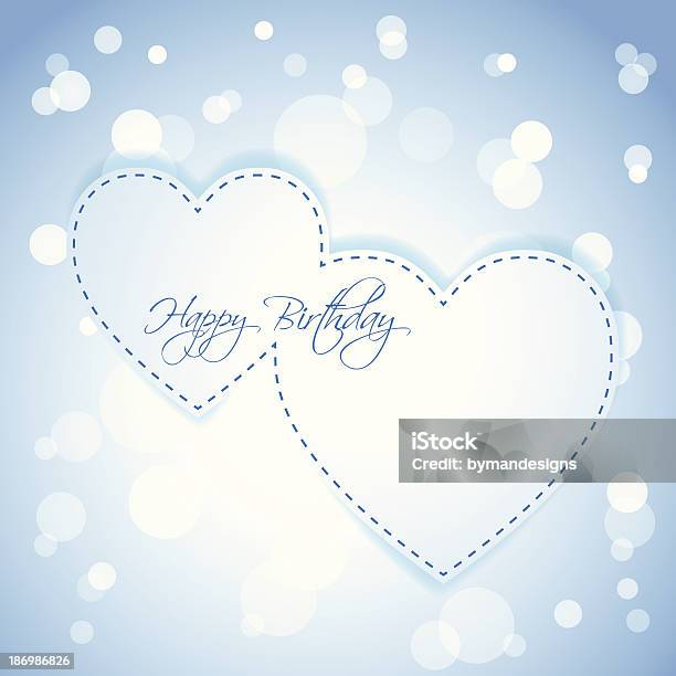 Happy Birthday 2 Hearts Greeting Card Stock Illustration - Download Image Now - Abstract, Anniversary, Birthday