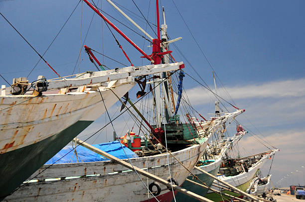 istock Jakarta, Indonesia: prows of pinisi ships at Sunda Kelapa harbor 186986921