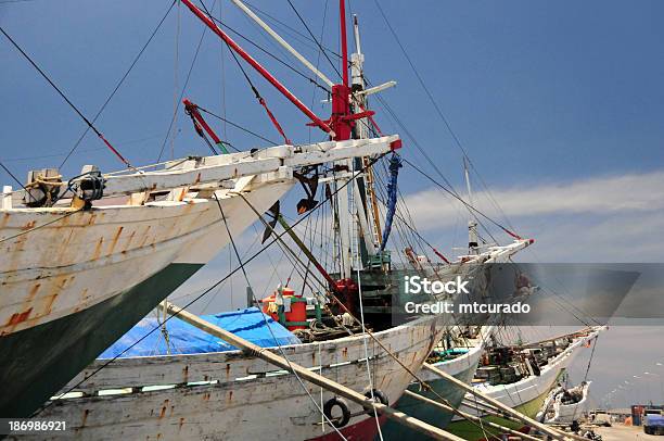 Jakarta Indonesia Prows Of Pinisi Ships At Sunda Kelapa Harbor Stock Photo - Download Image Now