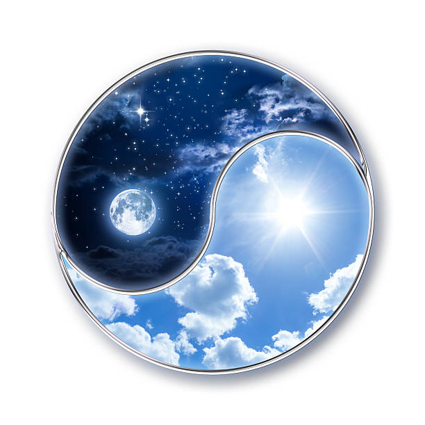 ícone tao-lua e sol - tao symbol imagens e fotografias de stock