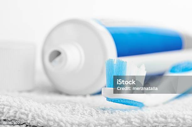 Toothpaste Stock Photo - Download Image Now - Blue, Cleaning, Copy Space