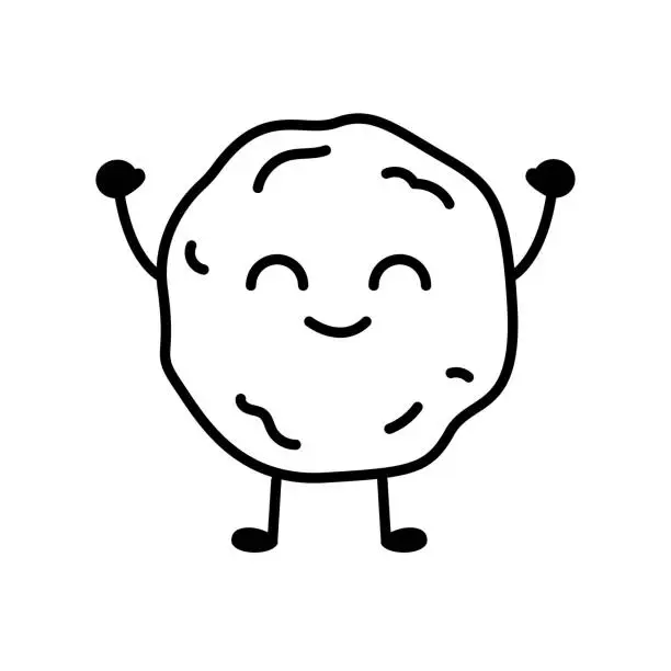 Vector illustration of Snowball emoticon color element. Cartoon happy character.