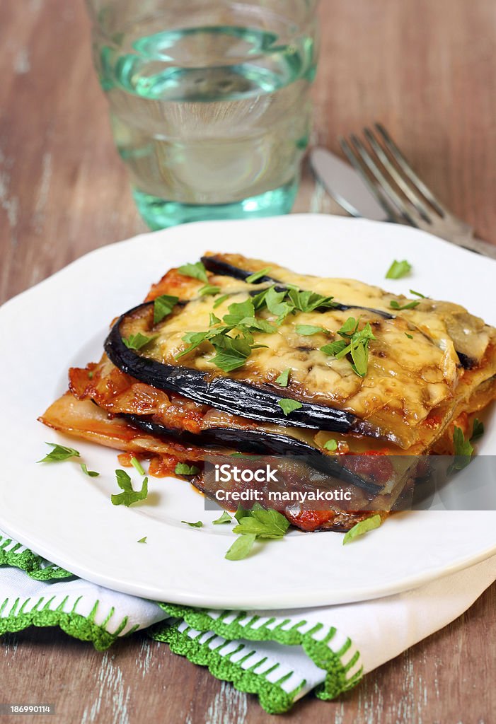 vegetable lasagna Piece of vegetable lasagna Eggplant Stock Photo