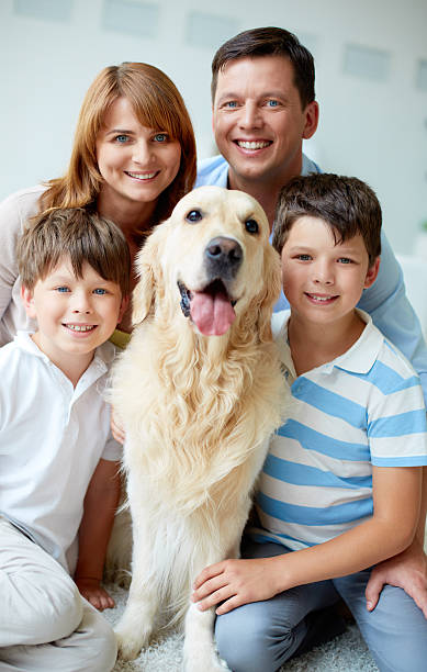 istock Parents with their two young boys and a dog 186990865