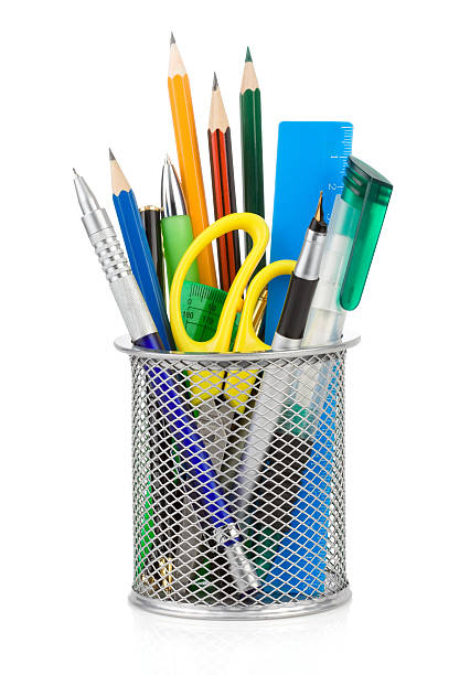 istock holder basket and office supplies 186991092