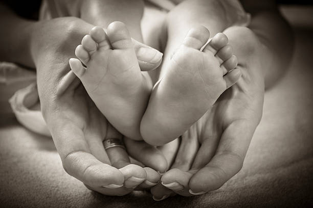 close-up foot of the baby stock photo