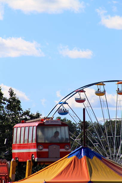 Farris Wheel Air Bus Ride and Circus Tent Top stock photo