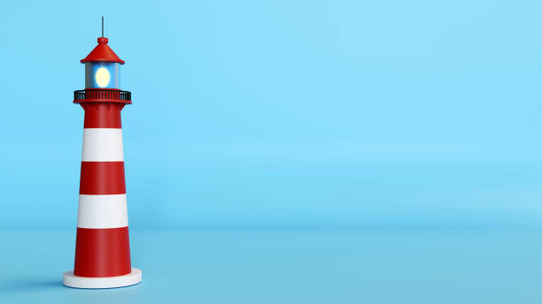 istock 3D rendering of the lighthouse on color background, nautical navigation light tower, beacon and light symbol, marine seaside architecture, lighthouse nautical to navigation 1869927341