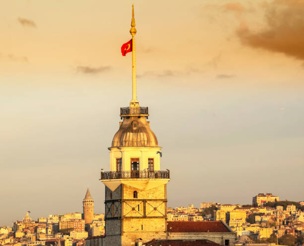 maiden's tower istanbul turkey - antique signs obrazy zdjęcia i obrazy z banku zdjęć