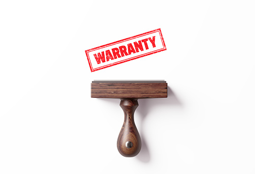 Warranty stamp on white background. Horizontal composition.