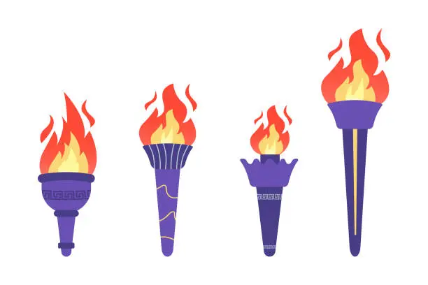 Vector illustration of set of torches