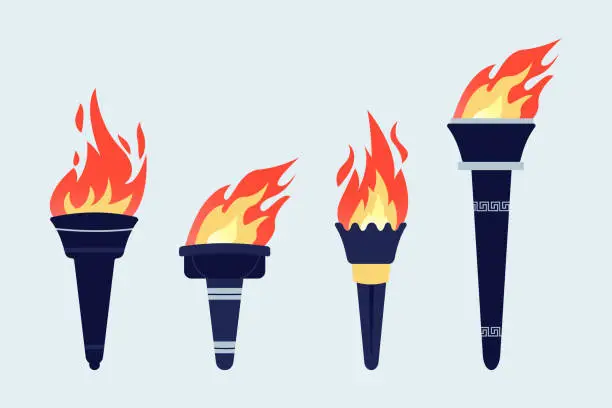Vector illustration of set of torches
