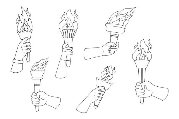 Vector illustration of set of torches